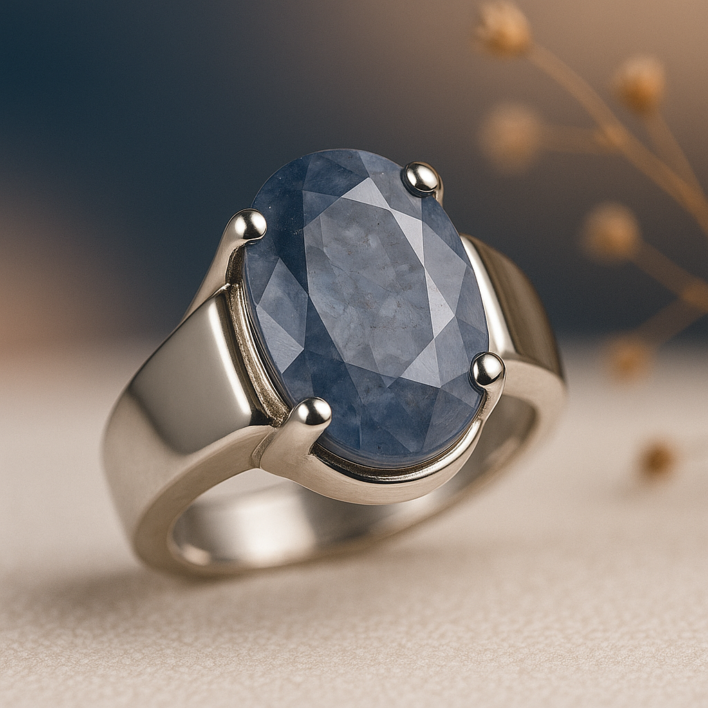 Buy Grade 2 Natural blue sapphire, silver ring, 12 carat