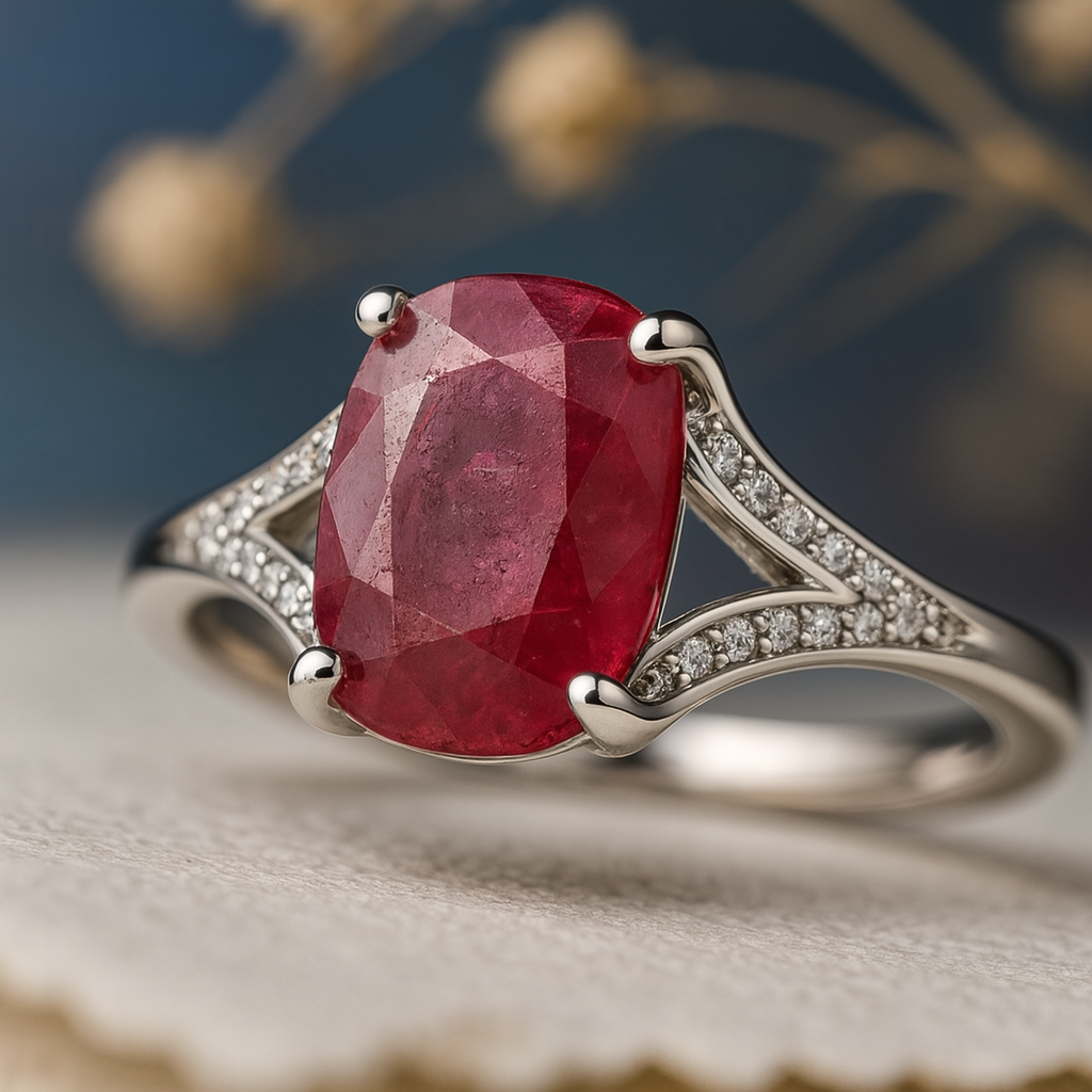 Natural Ruby 10 Carat Grade 1 (Masterpiece) in Silver Ring