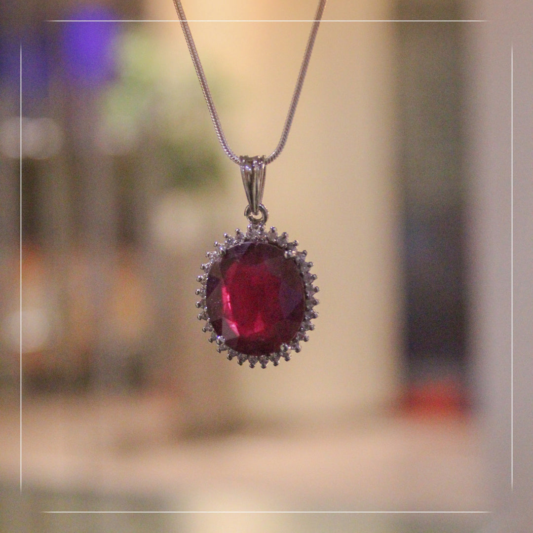 Ruby Pendant in Royal Silver Design (10 Carats) (Grade 2)
