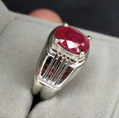 Buy natural ruby, 10 carat in silver Male ring