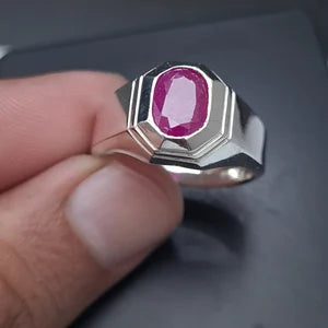 8-Carat Natural Ruby Ring in Sterling Silver (Grade 2)