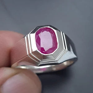 8-Carat Natural Ruby Ring in Sterling Silver (Grade 2)