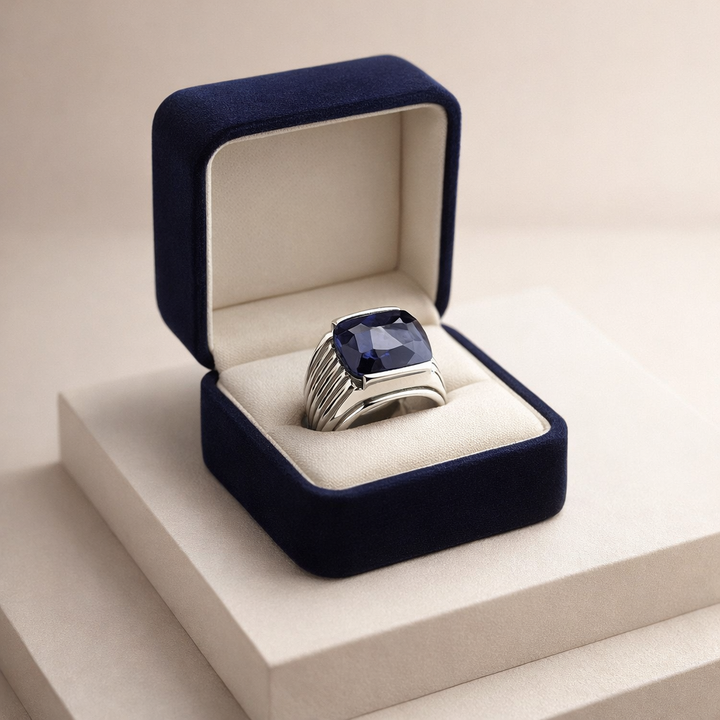 10-Carat Natural Blue Sapphire male Ring | south African  Grade 1  Gemstone in Sterling Silver