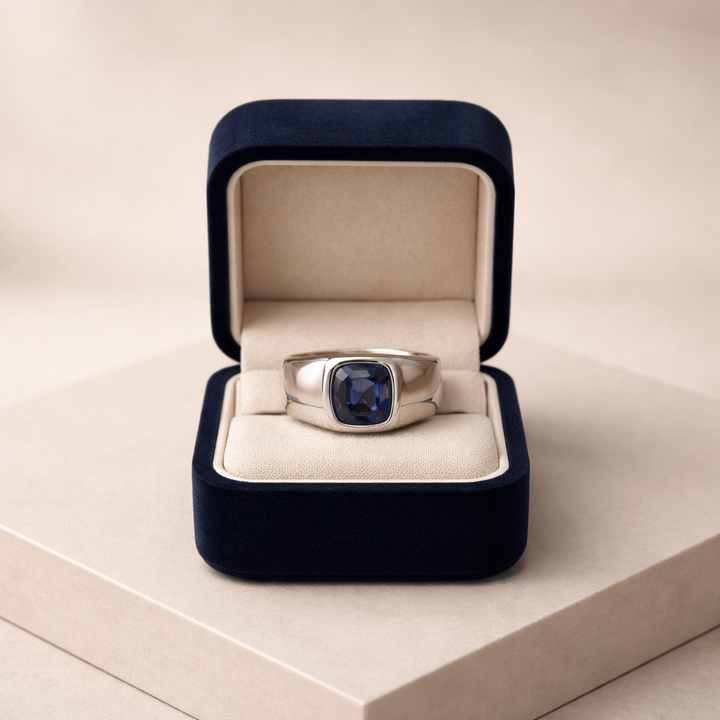 South Africa Blue Sapphire  – 8 Carats| Male Handmade Ring