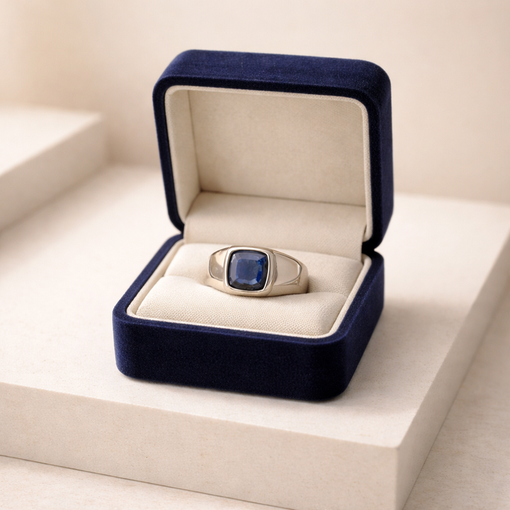 South Africa Blue Sapphire  – 8 Carats| Male Handmade Ring