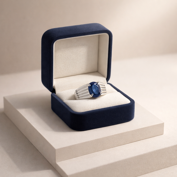 South Africa Blue Sapphire  – 8 Carats| Male Handmade Ring