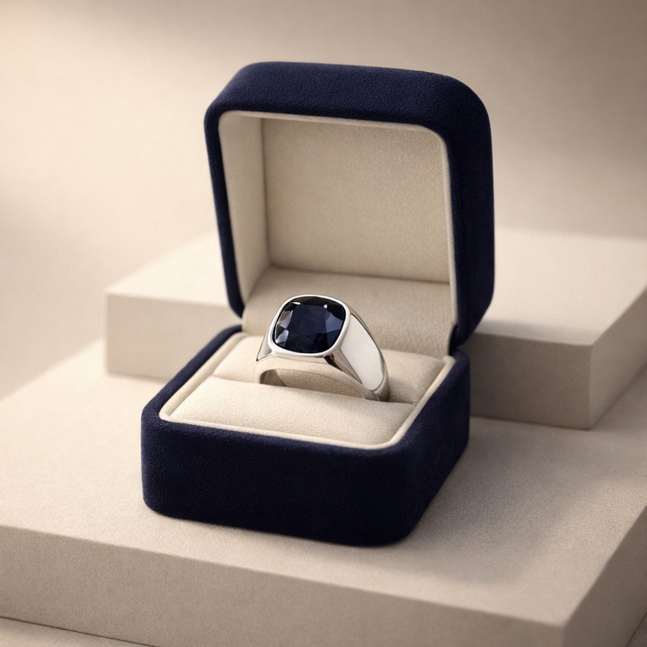 South Africa Blue Sapphire  – 8 Carats| Male Handmade Ring