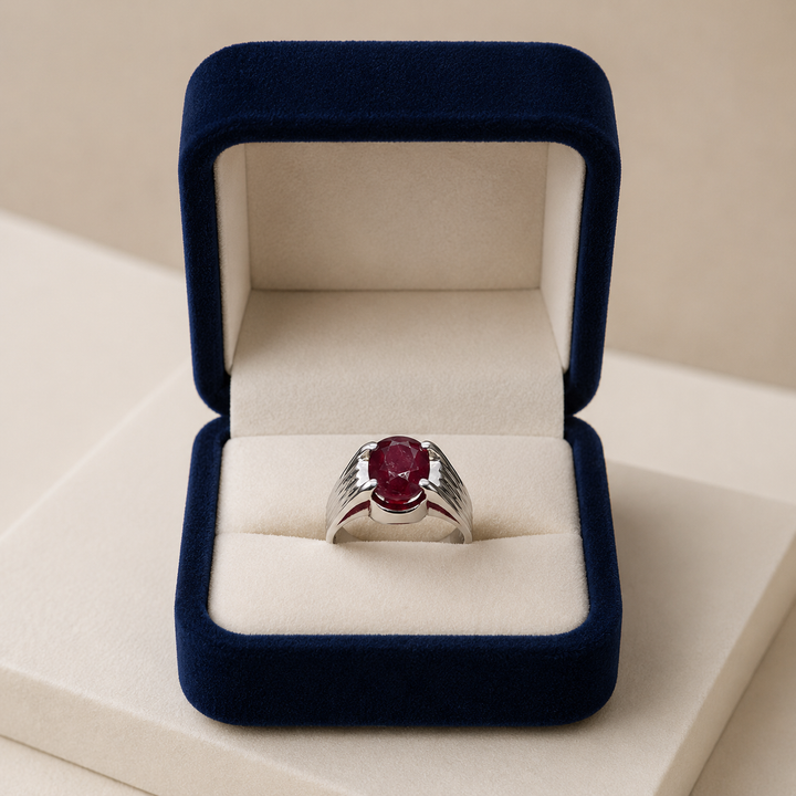 Handmade Ruby Ring for Men | Natural 10 Carat Grade 1  in Sterling Silver