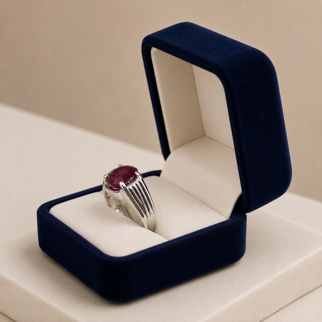 Handmade Ruby Ring for Men | Natural 10 Carat Grade 1  in Sterling Silver