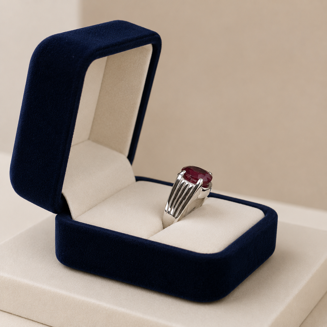Handmade Ruby Ring for Men | Natural 10 Carat Grade 1  in Sterling Silver