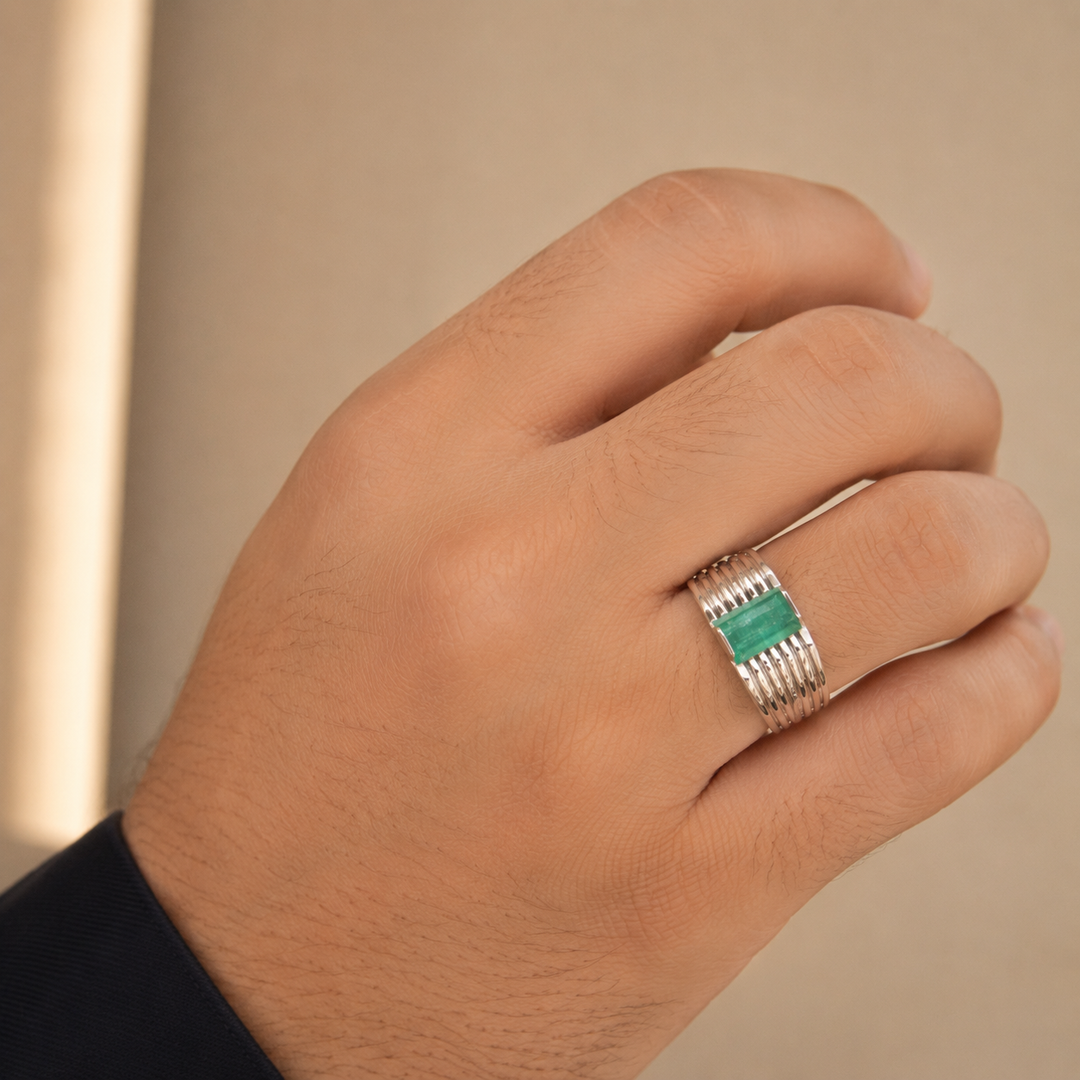 3-Carat Emerald Ring | Natural Green Gemstone in Handmade 925 Sterling Silver