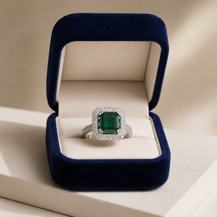 5-Carat Emerald Ring | Natural Green Gemstone in Handmade 925 Sterling Silver