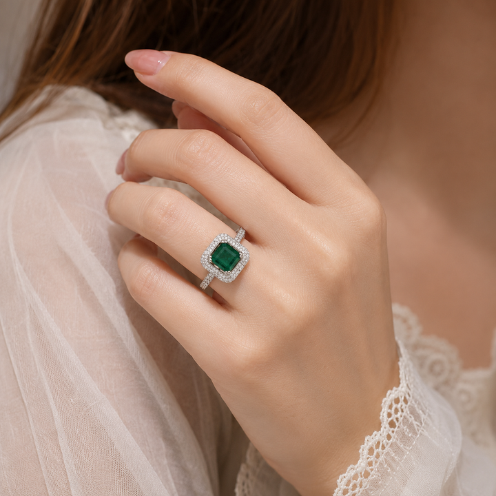 5-Carat Emerald Ring | Natural Green Gemstone in Handmade 925 Sterling Silver