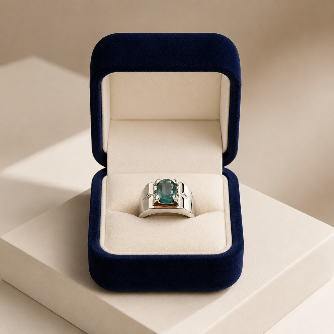 AstroGems Natural 5-Carat Zambian Emerald Ring - Sterling Silver