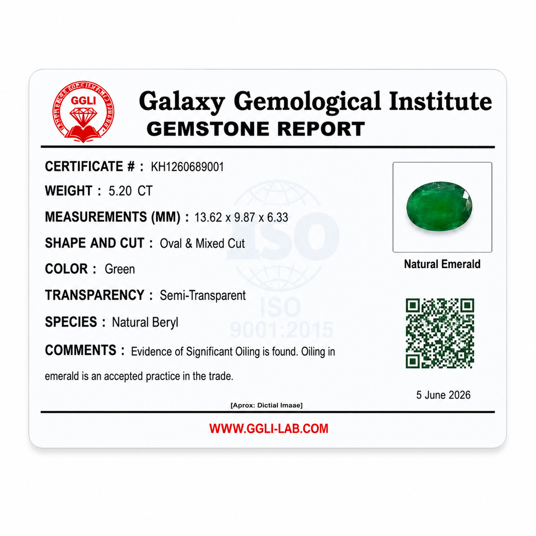 5.20 Carat Natural Emerald Stone | Oval Cut | Swat, Pakistan