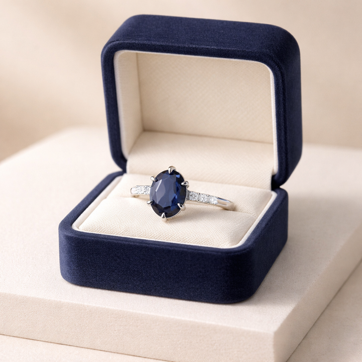 Buy (good quality),Grade 2 Natural blue sapphire, silver ring, 8 carat