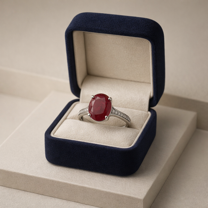 Natural Ruby 10 carat Grade 1 in Silver Ring