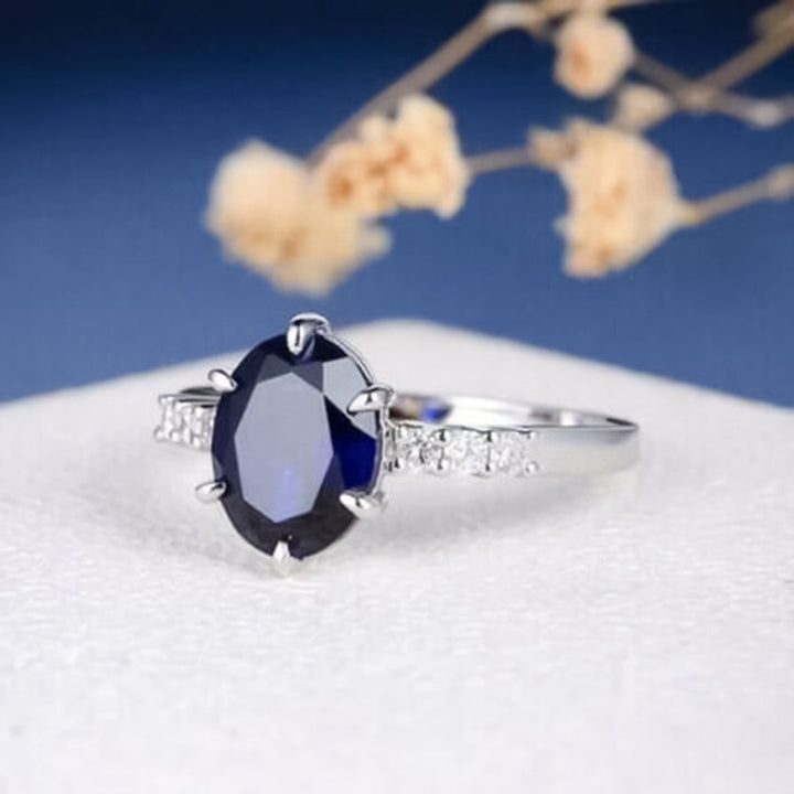 Buy (good quality),Grade 2 Natural blue sapphire, silver ring, 10 carat