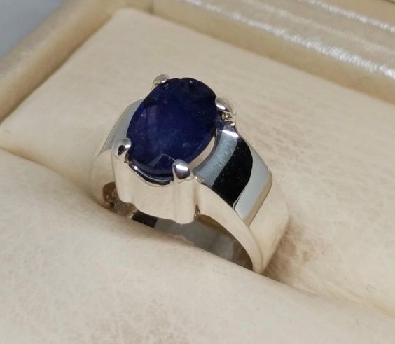 Natural Blue Sapphire male Ring – 9 Carats Grade: 3 | 925 Sterling Silver