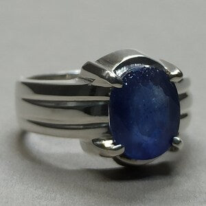 Kashmir Sapphire Silver Ring – 8 Carats Natural Blue Sapphire | Men’s Handmade Ring