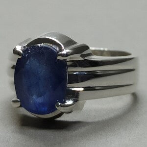 Kashmir Sapphire Silver Ring – 8 Carats Natural Blue Sapphire | Men’s Handmade Ring