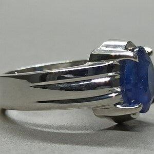 Kashmir Sapphire Silver Ring – 8 Carats Natural Blue Sapphire | Men’s Handmade Ring
