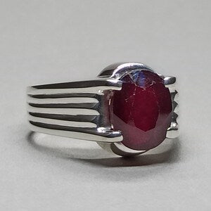 Handmade Ruby Ring for Men | Natural 10 Carat Grade 1  in Sterling Silver