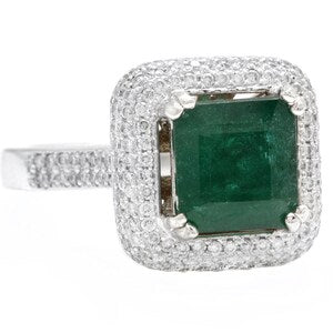 5-Carat Emerald Ring | Natural Green Gemstone in Handmade 925 Sterling Silver