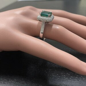 5-Carat Emerald Ring | Natural Green Gemstone in Handmade 925 Sterling Silver