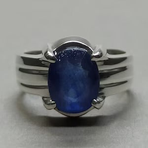 Kashmir Sapphire Silver Ring – 8 Carats Natural Blue Sapphire | Men’s Handmade Ring