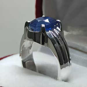 Kashmir Sapphire Silver Ring – 8 Carats Natural Blue Sapphire | Men’s Handmade Ring