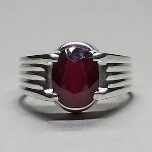Handmade Ruby Ring for Men | Natural 10 Carat Grade 1  in Sterling Silver