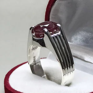Handmade Ruby Ring for Men | Natural 10 Carat Grade 1  in Sterling Silver