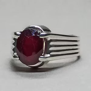 Handmade Ruby Ring for Men | Natural 10 Carat Grade 1  in Sterling Silver