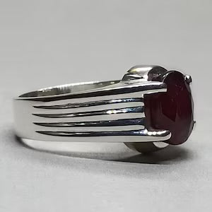 Handmade Ruby Ring for Men | Natural 10 Carat Grade 1  in Sterling Silver