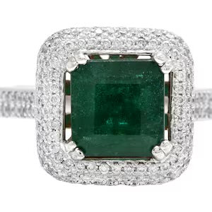 5-Carat Emerald Ring | Natural Green Gemstone in Handmade 925 Sterling Silver