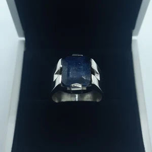 Natural Blue Sapphire male Ring – 11 Carats Grade: 3 | 925 Sterling Silver