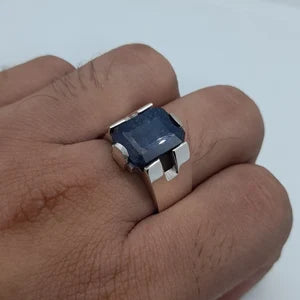 Natural Blue Sapphire male Ring – 11 Carats Grade: 3 | 925 Sterling Silver