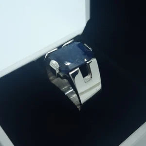 Natural Blue Sapphire male Ring – 11 Carats Grade: 3 | 925 Sterling Silver
