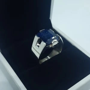 Natural Blue Sapphire male Ring – 11 Carats Grade: 3 | 925 Sterling Silver