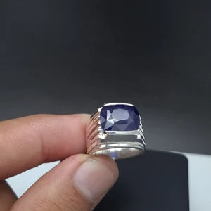 10-Carat Natural Blue Sapphire male Ring | south African  Grade 1  Gemstone in Sterling Silver (Copy)