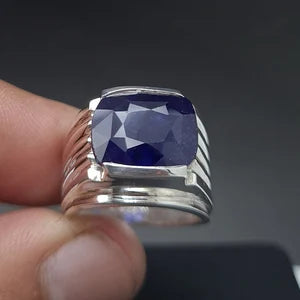 10-Carat Natural Blue Sapphire male Ring | south African  Grade 1  Gemstone in Sterling Silver (Copy)