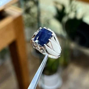 Natural Blue Sapphire male Ring – 9 Carats Grade: 3 | 925 Sterling Silver