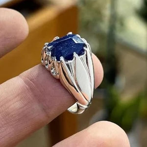 Natural Blue Sapphire male Ring – 9 Carats Grade: 3 | 925 Sterling Silver
