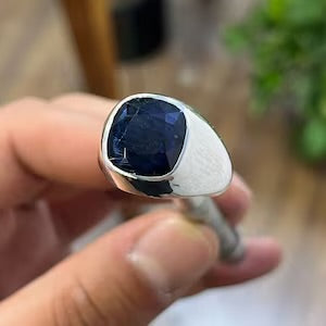 South Africa Blue Sapphire  – 8 Carats| Male Handmade Ring