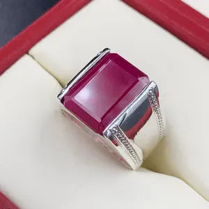 Natural  Ruby male Ring – 12 Carats | 925 Sterling Silver