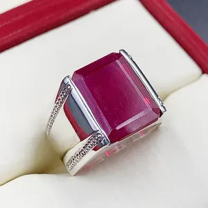 Natural  Ruby male Ring – 12 Carats | 925 Sterling Silver