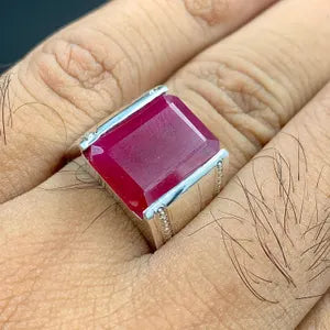 Natural  Ruby male Ring – 12 Carats | 925 Sterling Silver