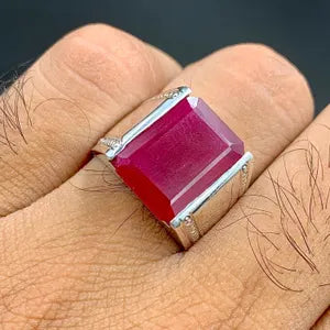 Natural  Ruby male Ring – 12 Carats | 925 Sterling Silver