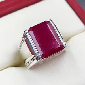 Natural  Ruby male Ring – 12 Carats | 925 Sterling Silver